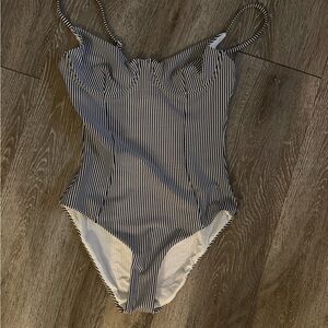 Onia Black and White Striped Swimwear